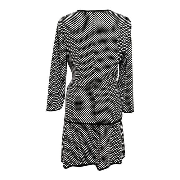 Max Edition, Black White Polka Dot Wrap Dress Knee-Length 2 Piece, Size X-Large - Picture 2 of 7